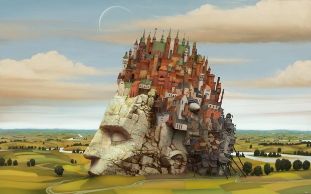 A hunger after a thousand year nap. An image painted for the NVArt "Surreal in the style of Jacek Yerka" contest run by CGSociety and NVIDIA. Software: Photoshop. March 2009. Marcin Jakubowski.